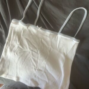 White Ribbed Camisole Top